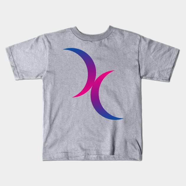 Double Crescent Moon Bisexual Pride Symbol Kids T-Shirt by sovereign120